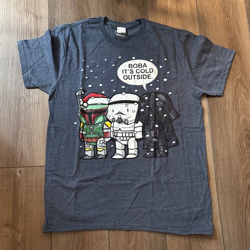 *Star Wars Christmas Tee with Boba Fett, Stormtrooper, and Darth Vader